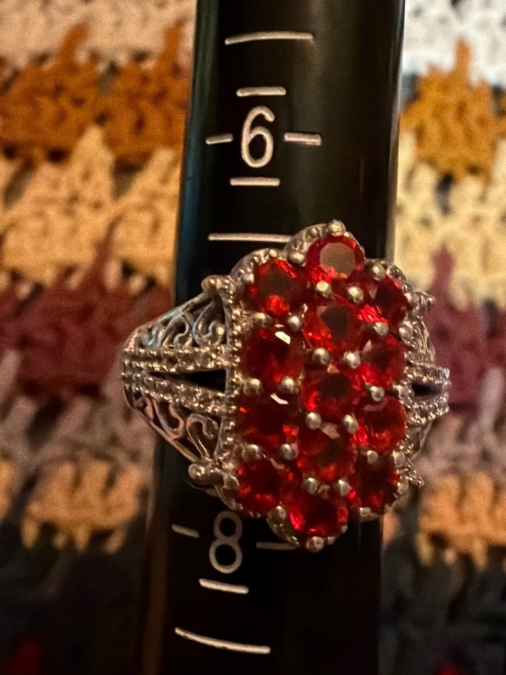 Intricate Fire opal Crystal Cluster Ring in Silver - Women Jewelry